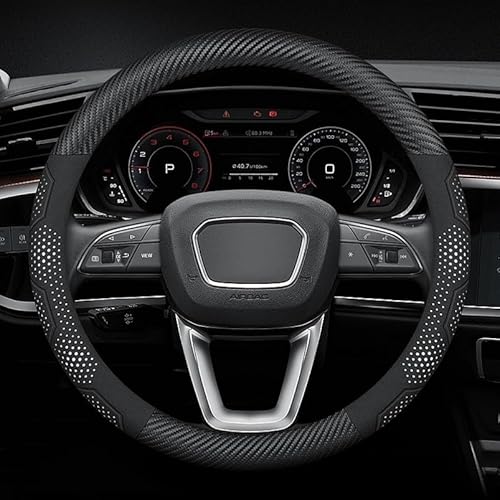 Auto-Lenkradabdeckung für BMW 2er Coupé 1 (I) F22 I 2013-2022, Lenkradschutz 37-38cm/15'' Anti-Rutsch Carbon Mikrofaser Lenkradabdeckung Lenkradbezug Leder(White,O-type) von Zolytrax