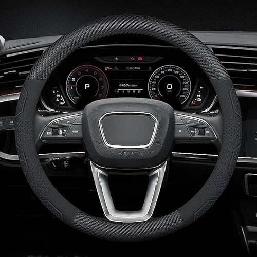 Auto-Lenkradabdeckung für BMW 2er Gran Coupe F44 ab Bj.2020, Lenkradschutz 37-38cm/15'' Anti-Rutsch Carbon Mikrofaser Lenkradabdeckung Lenkradbezug Leder(Blue,O-type) von Zolytrax