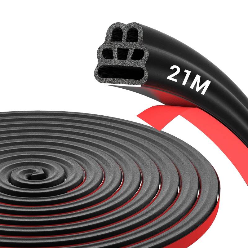 Zonoori 21m Auto Türdichtung Selbstklebend, Universal Gummidichtung Auto, Drei Schichten Verdickt Wasserdichtes Schalldichter Dichtungsstreifen für Autos Lkw Kfz Wohnmobile von Zonoori