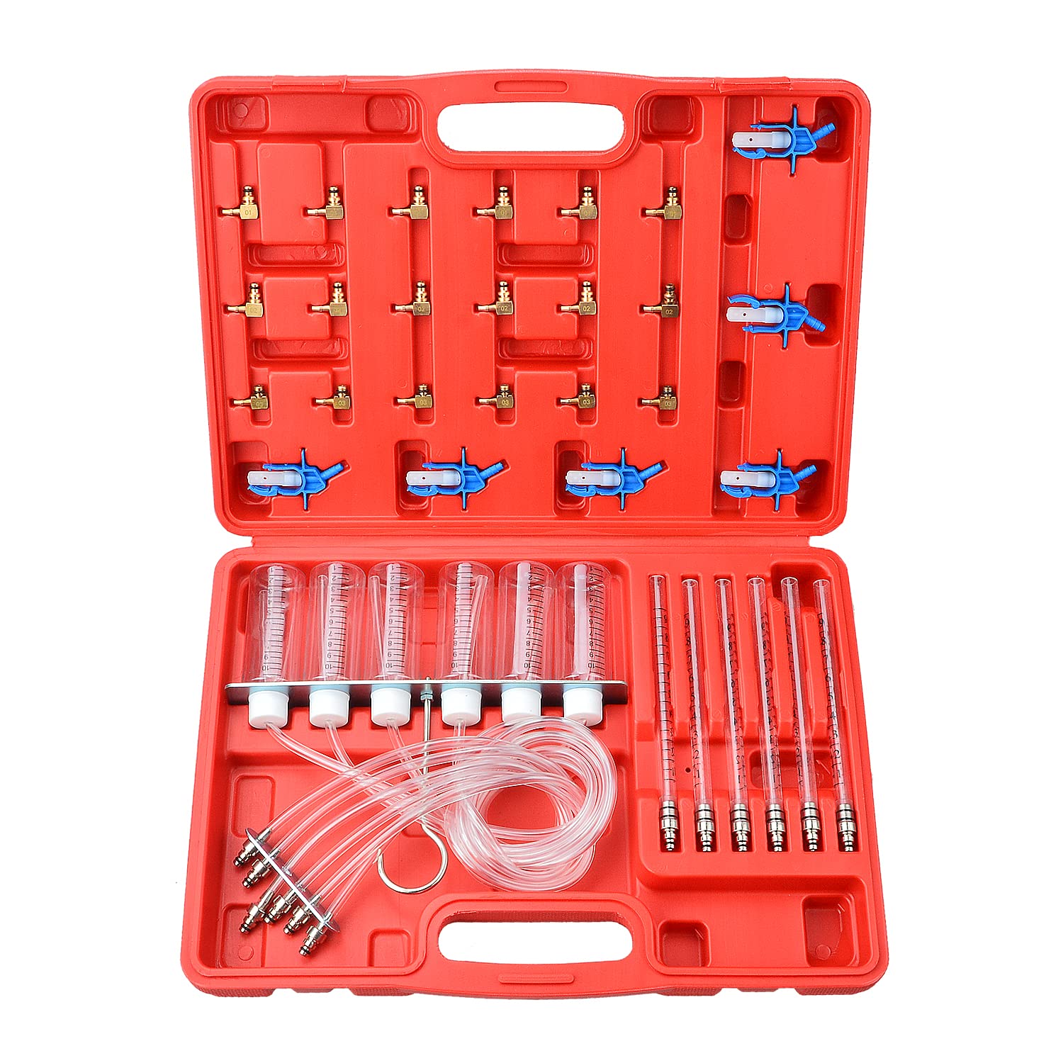 Zoomtools 6-Zylinder-Diesel-Einspritzdüsen-Durchflussmesser-Adapter-Set, Diesel Rücklaufmengen Tester Common Rail Injector mit 24 Adaptern, Kraftstoffdruck-Set, Einspritzdüsen-Tester Werkzeug Set von Zoomtools