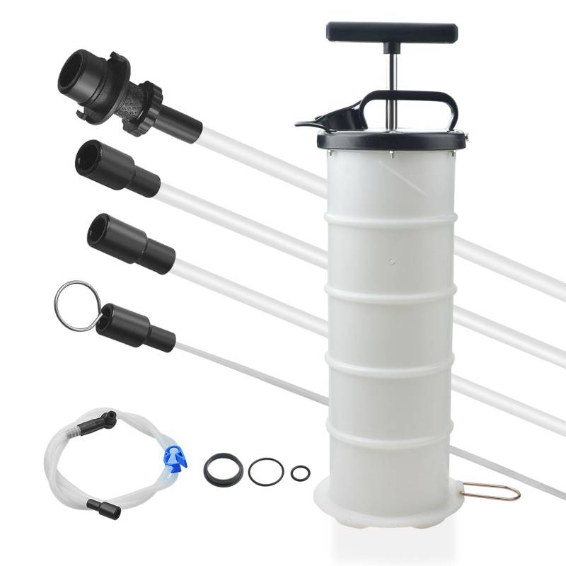 Zoomtools 6.5L Vakuum Manuell/Pneumatisch Ölabsauggerät Ölwechselpumpe Absaugpumpe Flüssigkeitsabsaugpumpe mit 5 Schläuchen von Zoomtools