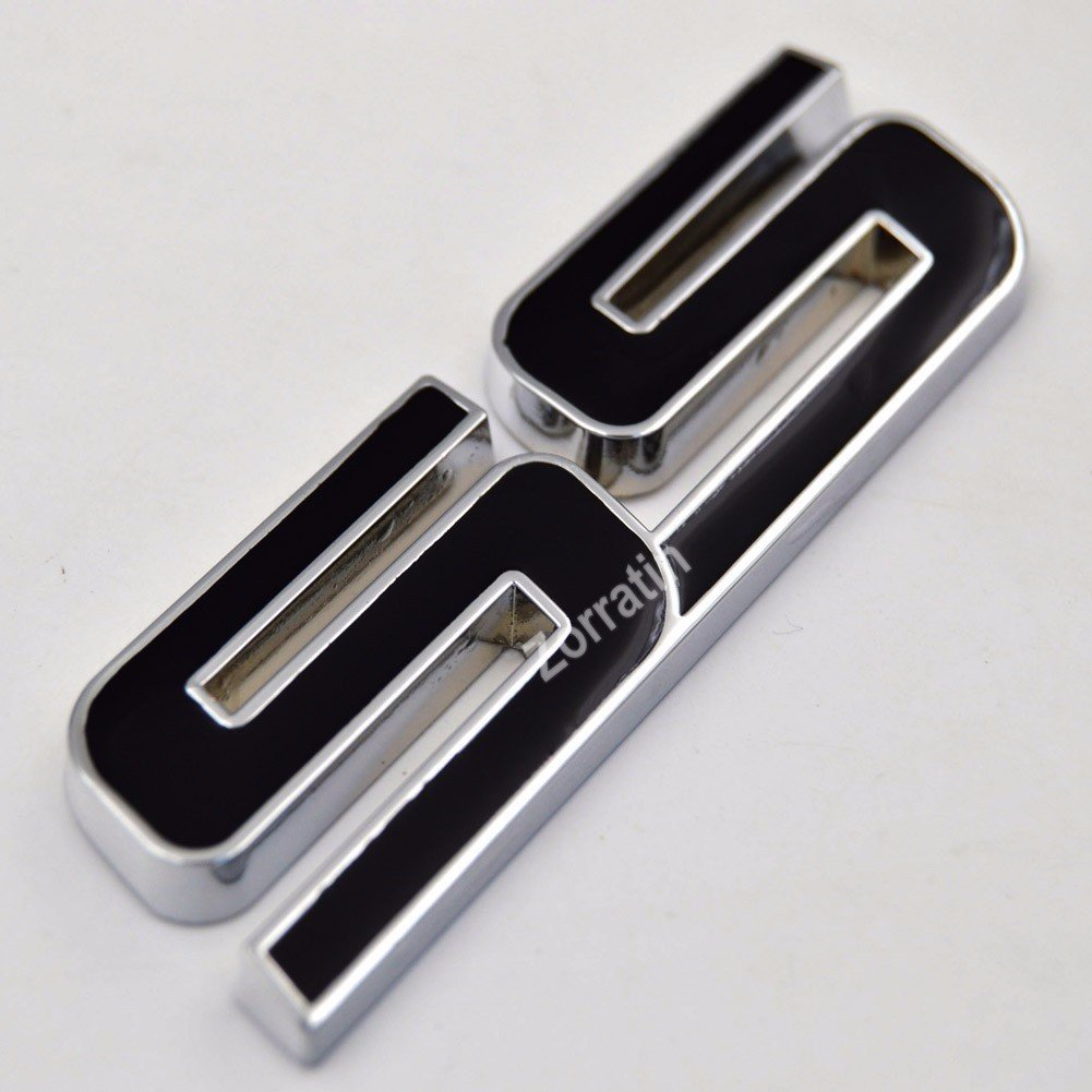 zorratin Old Style groß Metall SS GRILL Seite Fender Trunk Emblem Badge Aufkleber mit Aufkleber für Chevy Impala Cobalt Camaro vor 2009 [weiß Buchstabe mit Chromrand] von Zorratin