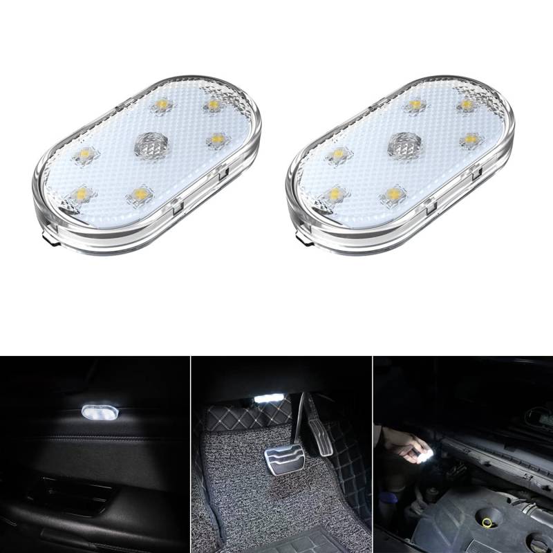 2 Stück Auto LED Innenbeleuchtung,Weiß Umgebungsbeleuchtung Autoinnenraum,USB wiederaufladbare Auto-Innenleseleuchte,tragbare LED-Leuchten für das Auto von Zosppei