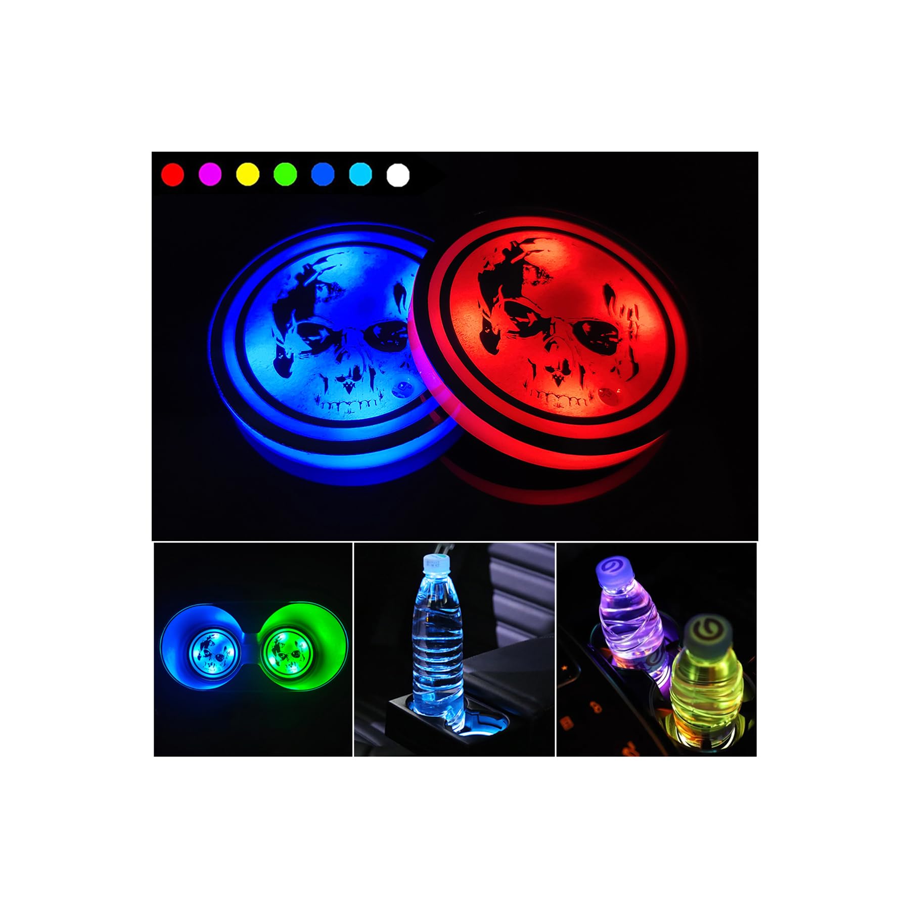 2 Stück LED Auto Getränkehalter Lichter,USB Lade Auto Untersetzer mit 7 Farben Leuchtlicht Cup Pad für Auto Fahrzeug LKW Dekoration Atmosphäre Licht von Zosppei