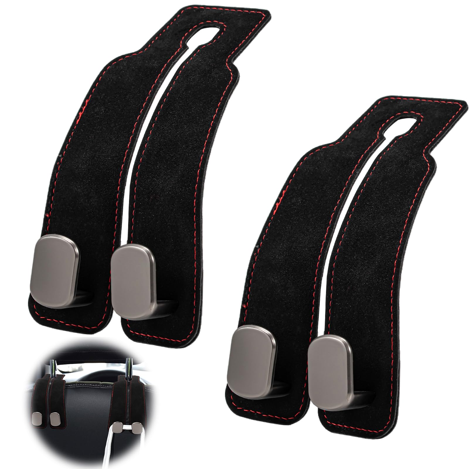 2 Stück Doppelhaken für Autositzrückseite,Auto Kopfstützen Haken, Leder Autositz Haken, Auto Organisationszubehör, Kopfstützenhaken für Geldbörsen und Taschen, Auto Haken 2 Stück Doppelhaken für Autositzrückseite,Auto Kopfstützen Haken, Leder Autositz Haken, Auto Organisationszubehör, Kopfstützenhaken für Geldbörsen und Taschen, Auto Haken von Zouwel