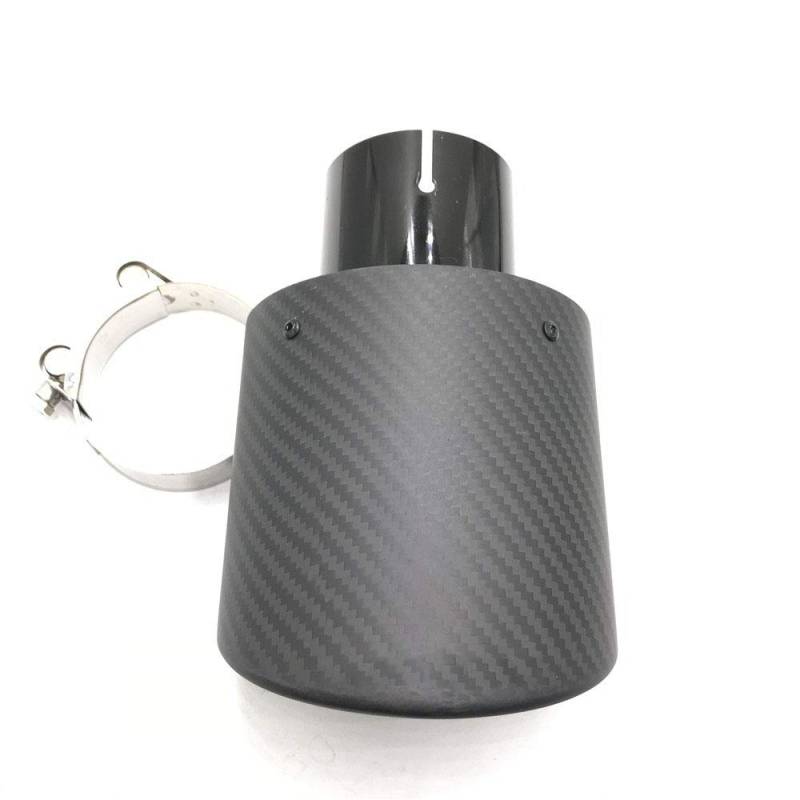 Auspuffblende 1 STK Ovale, schräge Autoauspuffblenden Kohlefaserauspuffblenden Ovale Rohre Auto Edelstahl Schwarz Schalldämpfer Doppelblenden Auspuff Endrohr(60mm-105mm Matt) von Zpengtai
