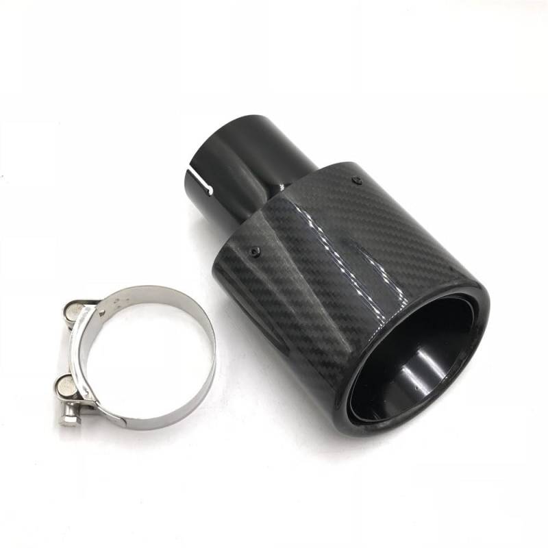 Auspuffblende 1 STK Ovale, schräge Autoauspuffblenden Kohlefaserauspuffblenden Ovale Rohre Auto Edelstahl Schwarz Schalldämpfer Doppelblenden Auspuff Endrohr(63mm-105mm Glossy) von Zpengtai