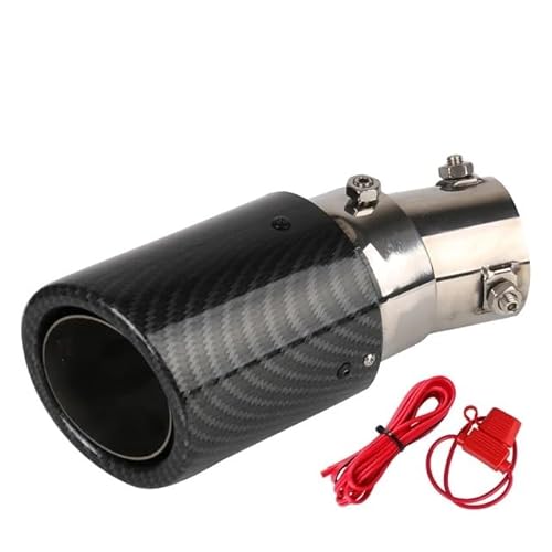 Auspuffblende Universal-Auto-modifizierte Kohlenstofffaser-Endrohre Auto-Auspuffschalldämpfer-Rohr mit rot/blau flammendem leuchtendem 63-65mm Einlass Auspuff Endrohr(Blue light curved) von Zpengtai