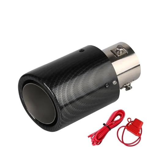 Auspuffblende Universal-Auto-modifizierte Kohlenstofffaser-Endrohre Auto-Auspuffschalldämpfer-Rohr mit rot/blau flammendem leuchtendem 63-65mm Einlass Auspuff Endrohr(Red lights straight) von Zpengtai