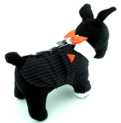 zunea Classic Formale Kleine Hunde Smoking Pet Puppy Hochzeit Kleidung Coat Shirt mit Schleife Hund Kostüm Halloween schwarz von Zunea