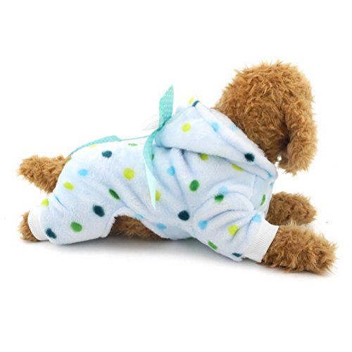 zunea Cute Colorful Dots Soft Samt Hund Schlafanzüge für Pet Hundemantel mit Kapuze bequeme Mädchen Outfits Bekleidung, für kleinen Hund Katze von Zunea