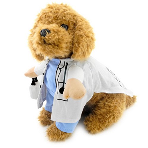zunea Doctor Suit Kostüm für kleine Hunde Halloween Weihnachts Pet Cosplay Kleidung Baumwolle Puppy Funny Coat FANCY Kleidung Kleidung, Bekleidung von Zunea