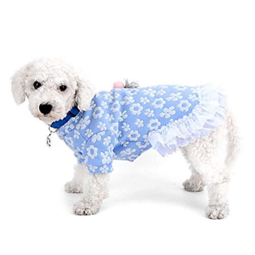 zunea Kleiner Hund Kleid aus Baumwolle Floral Rüschen Spitze abgestuftes Mädchen weiblich Princess Puppy Winter Coat Warm Chihuahua Hund Kleidung Outfits Apparel von Zunea