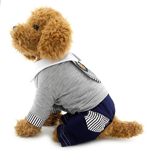 zunea Kleiner Hund Kleidung für Sommer Student Uniform Hund Kostüm Freizeit Jumpsuits von Zunea