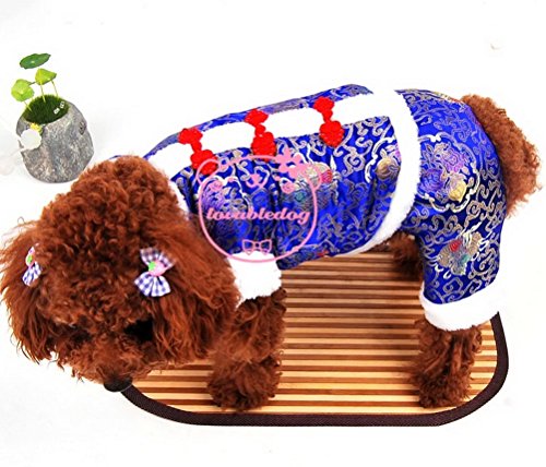 zunea Kleiner Hund Kleidung für Winter chinesisches Tang Hund Kostüm Jacke Hose Floral Hund Outfits von Zunea