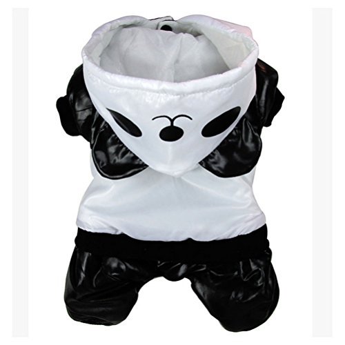 zunea Panda winddicht Pet Coat mit Kapuze für kleine Hunde/Welpen Jumpsuit Trench Jacke Warm Hund Halloween Kostüm Kleidung von Zunea