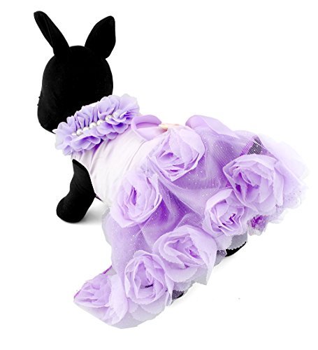 zunea Pet Apparel klein Hund Puppy Katze Kleidung Satin Rose formelle Kleid Tutu Hochzeit Kostüm von Zunea