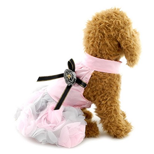 zunea Prinzessin Kleid für kleine Pet Luxus Hund Katze Floarl Satin Kleid Hochzeit Party Kleid von Zunea