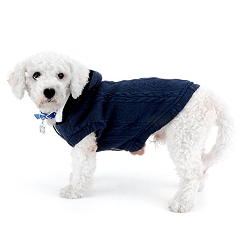 zunea Pullover Mantel für kleine Hunde Classic Fleece gefüttert mit Kapuze Kabel Strick Weich Warm Weihnachten Teetasse Yorkie Chihuahua Kleidung Outfits Apparel von Zunea