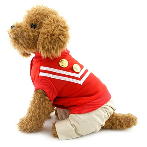 zunea Sailor Naval Uniform Hund Jumpsuit Shirts Baumwolle Weich Atmungsaktiv Puppy Schlafanzüge Coat Jacke Hose Kostüm, für kleine Haustiere Hund Katze von Zunea