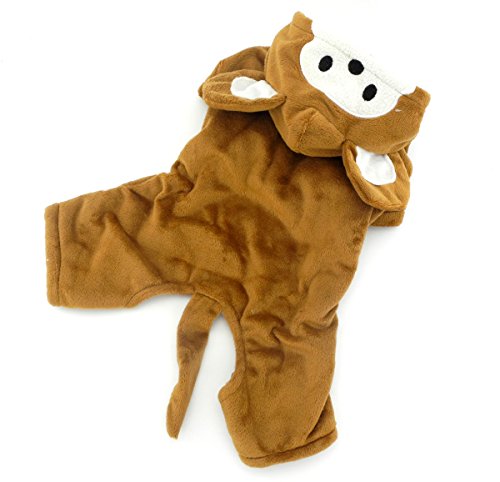zunea Samt Affe Kleiner Hund/Katze Halloween-Kostüm mit Kapuze Pet Puppy Jumpsuit Pyjama Winter Warm Hund Kleidung Bekleidung von Zunea