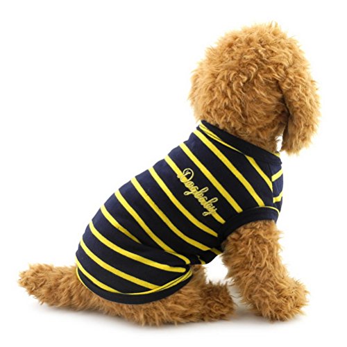zunea Streifen Sommer Baumwolle atmungsaktiv Hund Tank Top Weste T-shirt Sweatshirts Jungen Stecker Pet Beachwear Camp Shirt, für kleine Hunde/Katzen von Zunea