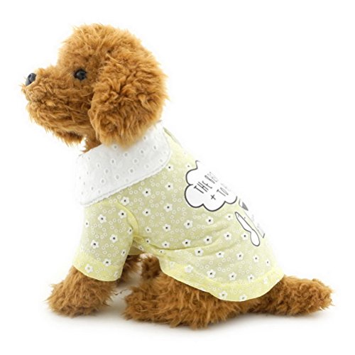 zunea Sweet Puppy Floral Shirt Sweatshirts Kleine Hunde Baumwolle T-Shirts für Mädchen Weich Atmungsaktiv Pet Herbst Frühling Sommer Kleidung von Zunea
