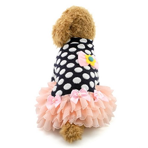 zunea Tutu Hund Kleid Dots Spitze Schleife Rock Pullover PUPPY Kleidung von Zunea