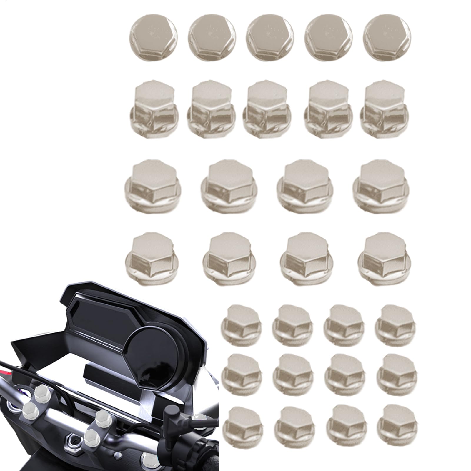 Schraubenkappenabdeckung, Schraubenköpfe Abdeckung | Metrische Motorrad -Chrom -Hex -Kappen 30pcs Motorradmotorbike Schraubenschraubenschraube Deko und tragbaren Design Dieser Schraubkappr Schraubenkappenabdeckung, Schraubenköpfe Abdeckung | Metrische Motorrad -Chrom -Hex -Kappen 30pcs Motorradmotorbike Schraubenschraubenschraube Deko und tragbaren Design Dieser Schraubkappr von Zunetsutock