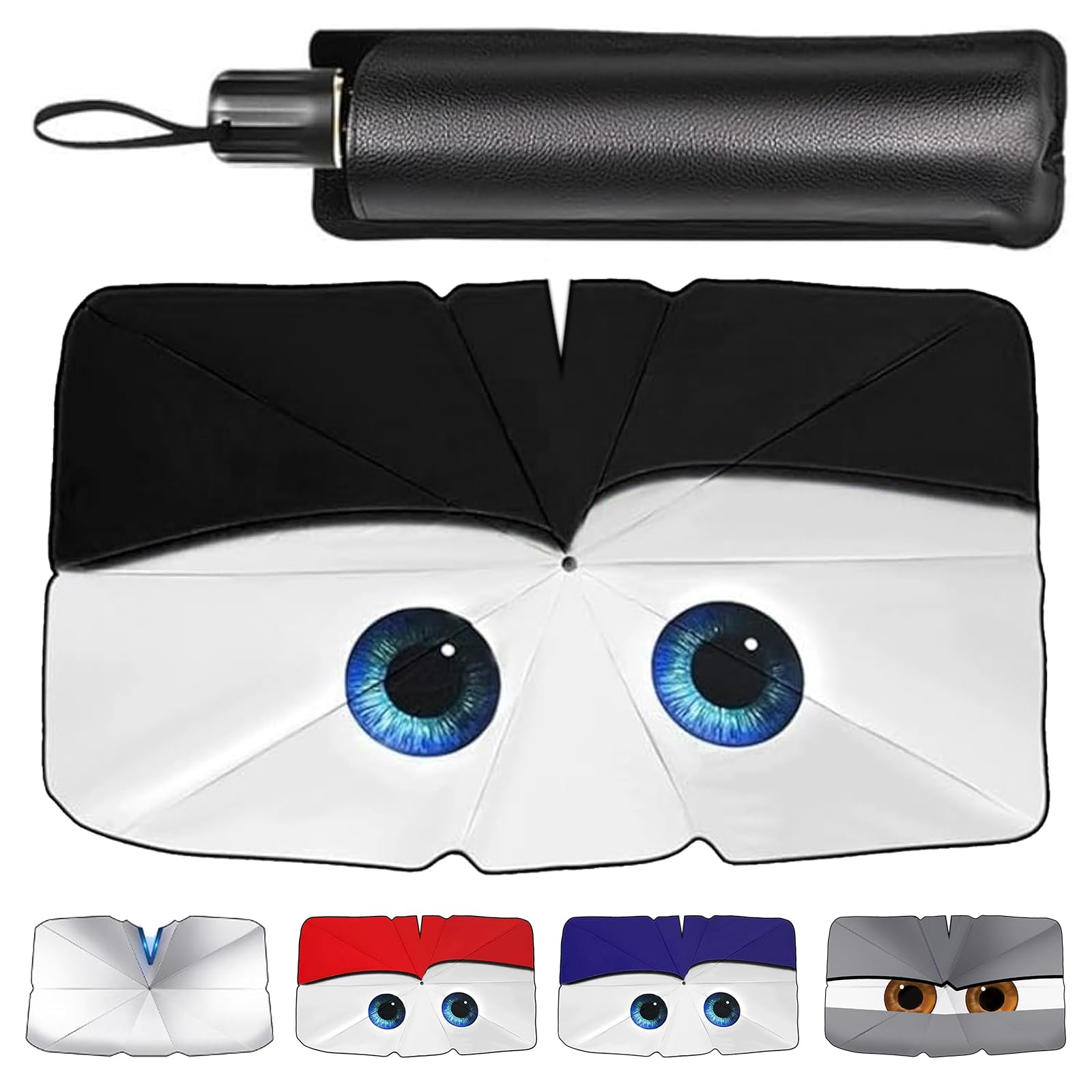Sonnenschutz Auto Frontscheibe, Sonnenblende Auto mit Augendesign, Auto Sonnenschutz 145 x 79 cm, Windschutzscheibe Sonnenschutz kommt mit Aufbewahrungstasche, schwarz Sonnenschutz Auto Frontscheibe, Sonnenblende Auto mit Augendesign, Auto Sonnenschutz 145 x 79 cm, Windschutzscheibe Sonnenschutz kommt mit Aufbewahrungstasche, schwarz von Zuquik
