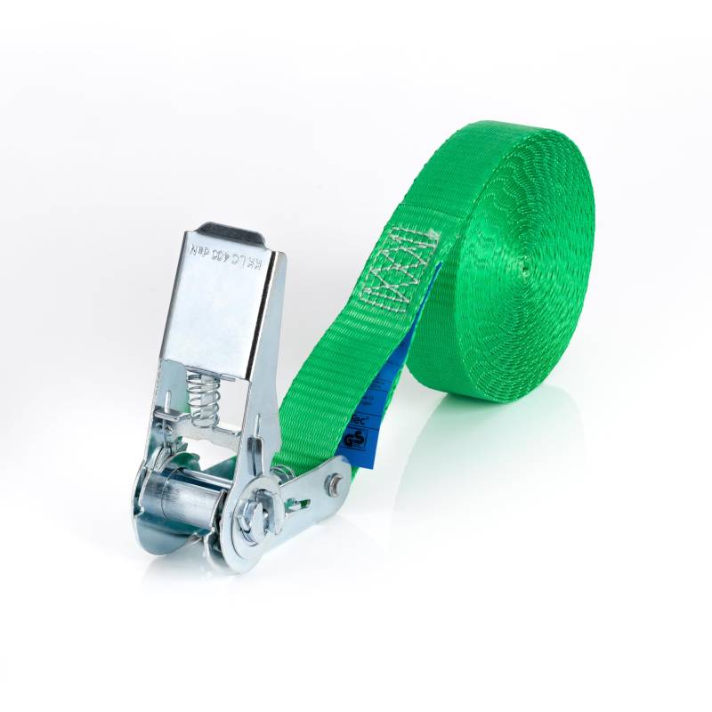 Spanngurt mit Ratsche 6m x 25 mm Weiß zum sicheren Stapeln von Trockner & Waschmaschine Zurrband mit 800 daN Zurrkraft Spanngurte Zurrgurte Gurte Befestigung Halterung (Grün) von ZurrTec