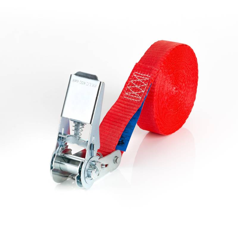 Spanngurt mit Ratsche 6m x 25 mm Weiß zum sicheren Stapeln von Trockner & Waschmaschine Zurrband mit 800 daN Zurrkraft Spanngurte Zurrgurte Gurte Befestigung Halterung (Rot) von ZurrTec
