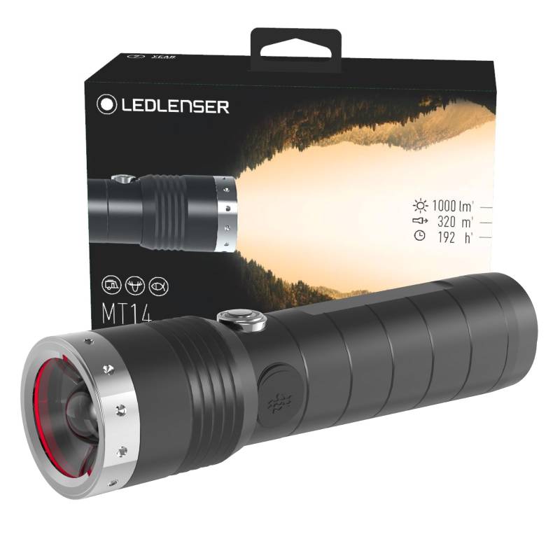 Ledlenser MT14, LED Taschenlampe, wiederaufladbar, fokussierbar, mit Akku, 1000 Lumen im Boost Mode, 320 Meter Leuchtweite, 192 Stunden Leuchtdauer, 1 Stk. von Ledlenser