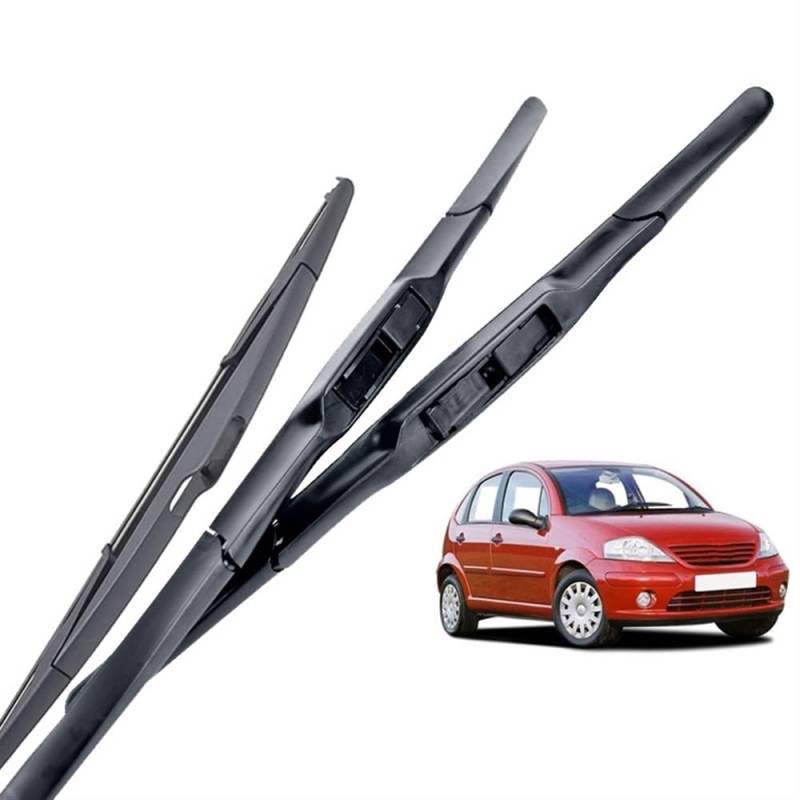 Auto Scheibenwischer für Citroen C3 – 01.2002–2009,Vorne + Hinten Wischer Klingen,Wischblatt Wischerblätter,hervorragende Sicht auf der Straße von Zylltsy
