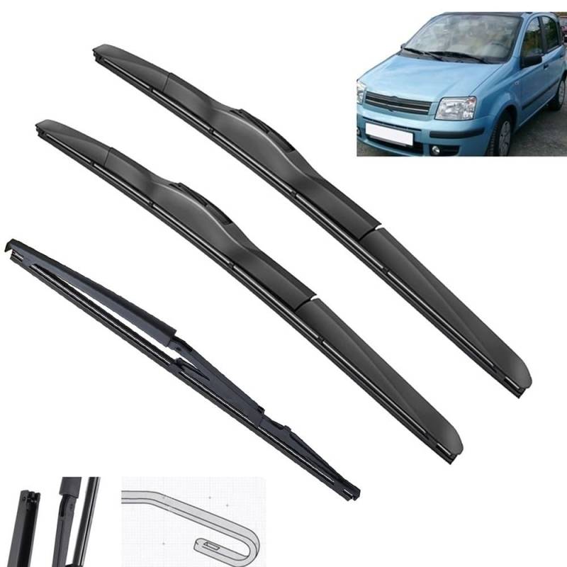 Auto Scheibenwischer für Fiat Panda 169 2003–2012,Vorne + Hinten Wischer Klingen,Wischblatt Wischerblätter,hervorragende Sicht auf der Straße von Zylltsy