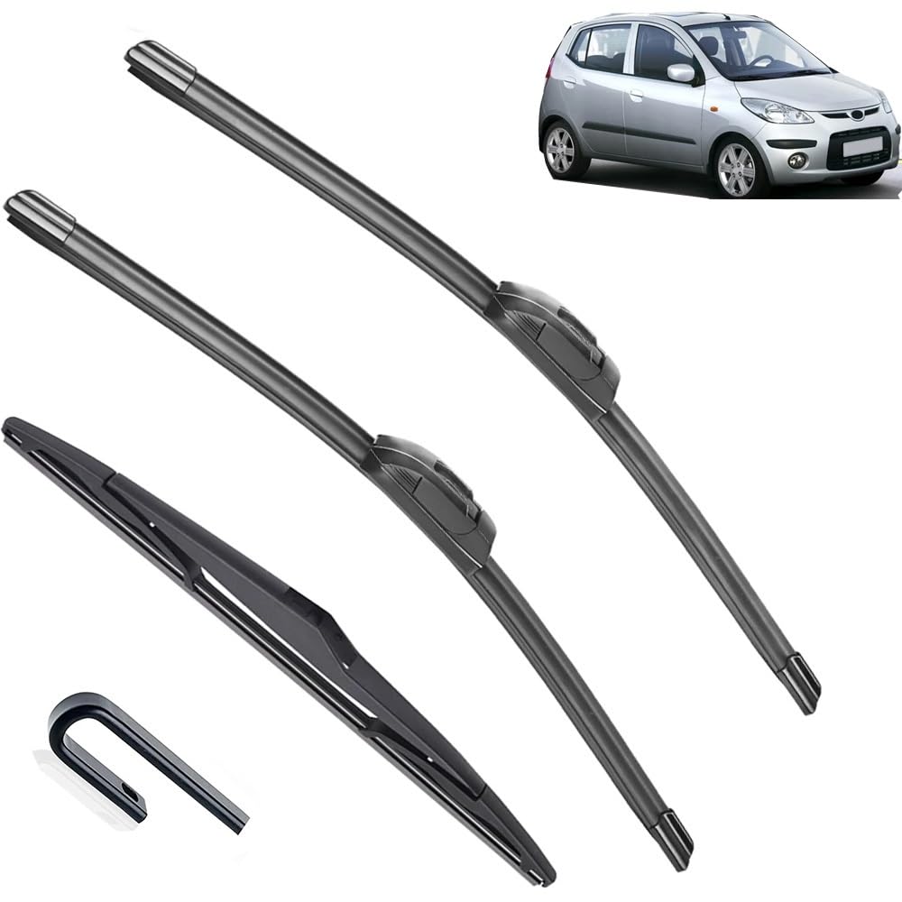 Auto Scheibenwischer für Hyundai I10 MK 1 2007–2013,Vorne + Hinten Wischer Klingen,Wischblatt Wischerblätter,hervorragende Sicht auf der Straße Auto Scheibenwischer für Hyundai I10 MK 1 2007–2013,Vorne + Hinten Wischer Klingen,Wischblatt Wischerblätter,hervorragende Sicht auf der Straße von Zylltsy
