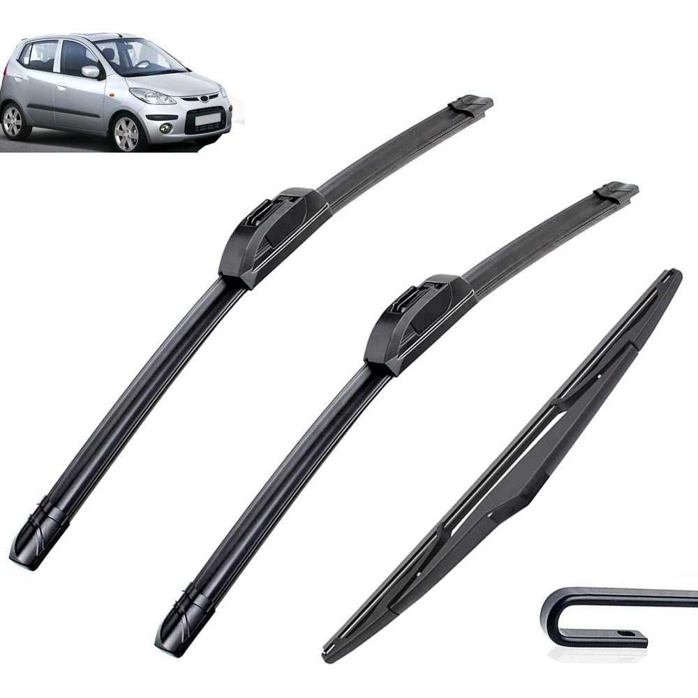 Auto Scheibenwischer für Hyundai I10 MK 1 2007–2013,Vorne + Hinten Wischer Klingen,Wischblatt Wischerblätter,hervorragende Sicht auf der Straße Auto Scheibenwischer für Hyundai I10 MK 1 2007–2013,Vorne + Hinten Wischer Klingen,Wischblatt Wischerblätter,hervorragende Sicht auf der Straße von Zylltsy