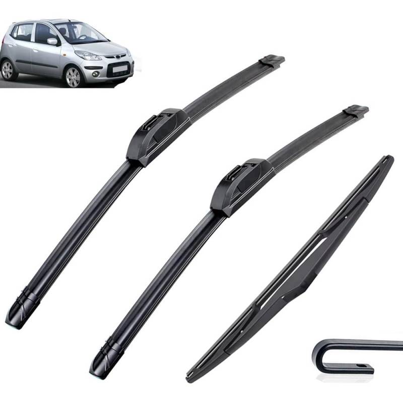 Auto Scheibenwischer für Hyundai I10 MK 1 2007–2013,Vorne + Hinten Wischer Klingen,Wischblatt Wischerblätter,hervorragende Sicht auf der Straße von Zylltsy