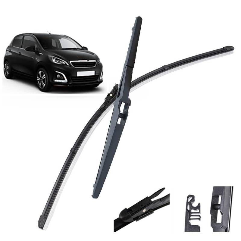 Auto Scheibenwischer für Peugeot 108 2014–2021,Vorne + Hinten Wischer Klingen,Wischblatt Wischerblätter,hervorragende Sicht auf der Straße von Zylltsy
