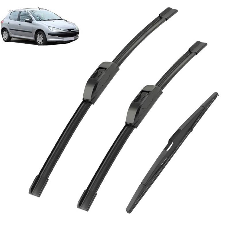 Auto Scheibenwischer für Peugeot 206 Schrägheck 2001–2006,Vorne + Hinten Wischer Klingen,Wischblatt Wischerblätter,hervorragende Sicht auf der Straße von Zylltsy
