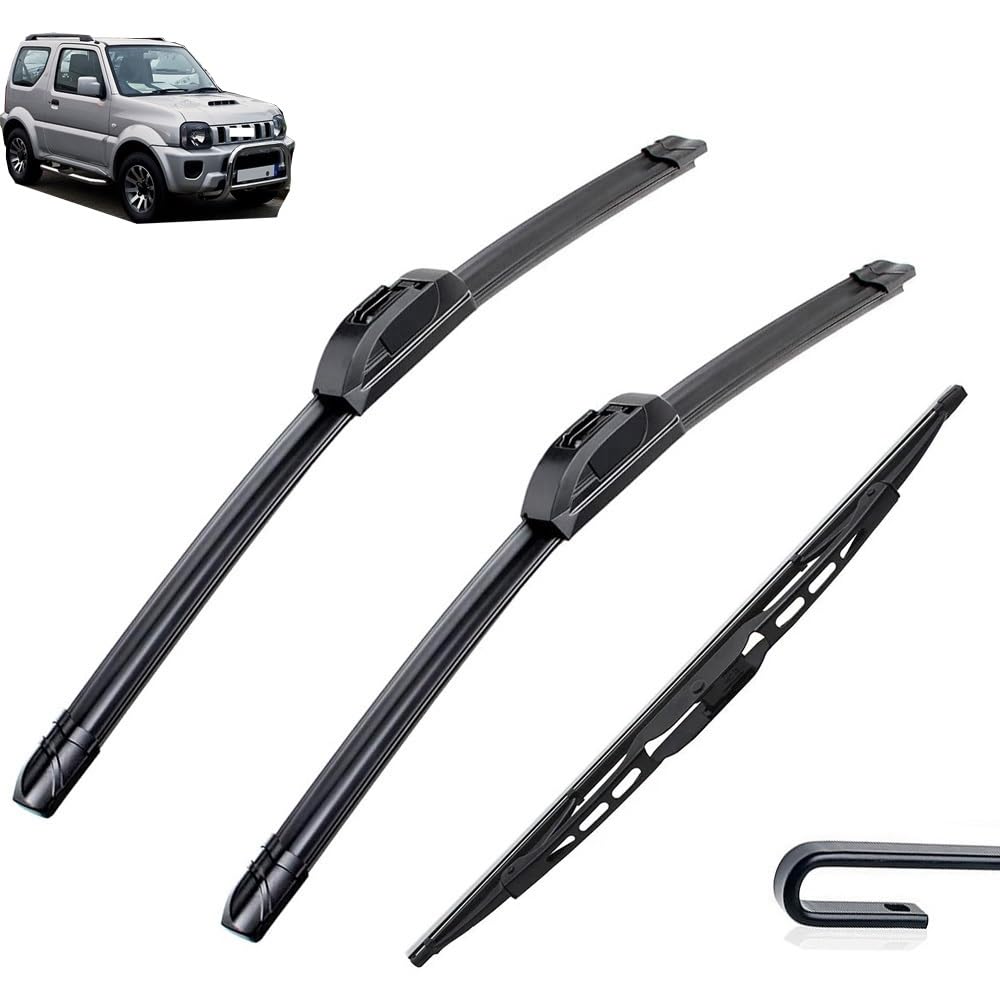Auto Scheibenwischer für Suzuki Jimny MK3 1998–2018,Vorne + Hinten Wischer Klingen,Wischblatt Wischerblätter,hervorragende Sicht auf der Straße Auto Scheibenwischer für Suzuki Jimny MK3 1998–2018,Vorne + Hinten Wischer Klingen,Wischblatt Wischerblätter,hervorragende Sicht auf der Straße von Zylltsy