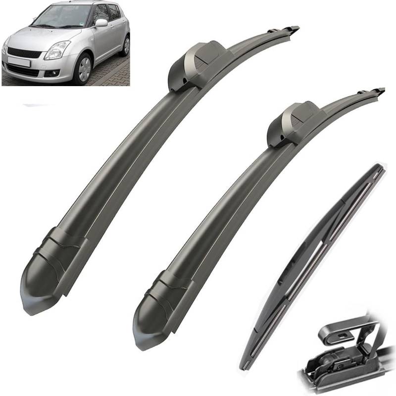 Auto Scheibenwischer für Suzuki Swift Schrägheck 2004–2010,Vorne + Hinten Wischer Klingen,Wischblatt Wischerblätter,hervorragende Sicht auf der Straße von Zylltsy