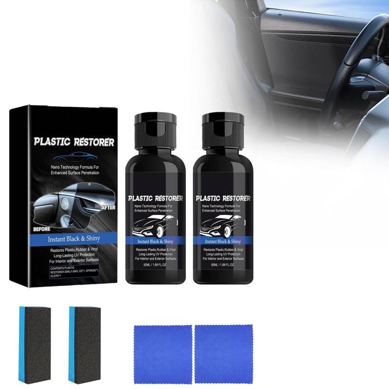 2stk Plastic Restorer Reparaturmittel für Autokunststoffe Kunststoffteile kristalline Beschichtung Kunststoff-Restaurator, Mittel zur Restaurierung des Autoinneren Kristallbeschichtung für Kunststoff von Zynewa