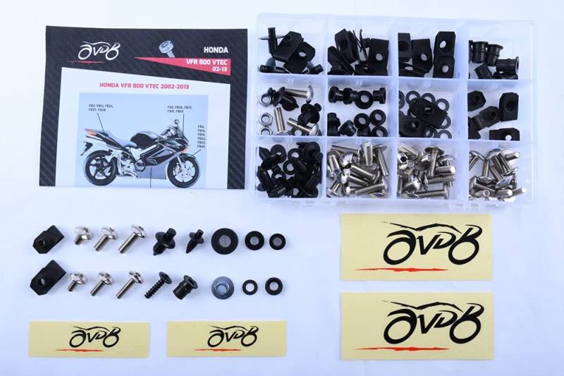 avdb-Moto kit Schrauben AVDB komplette Verkleidungsmontage kompatibel mit VFR 800 VTEC 2002-2013 (Aluminium/Silber) von aVDB
