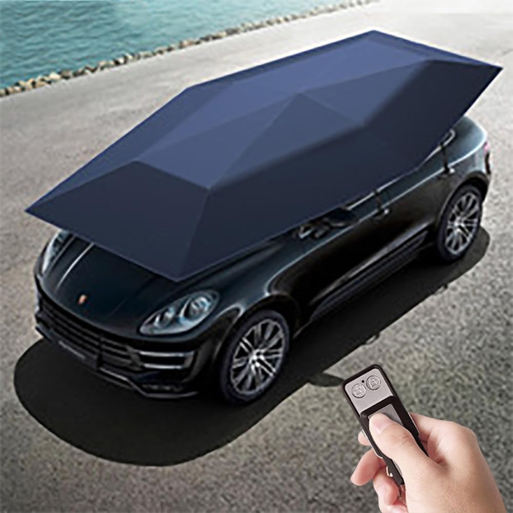 aallwwsso Beweglicher Auto-Regenschirm mit Fernbedienung - Universelles vollautomatisches Auto-Zelt und Sonnenschutz - Winddicht, Diebstahlschutz - Tragbare Auto-Überdachung,Blue4.8m von aallwwsso