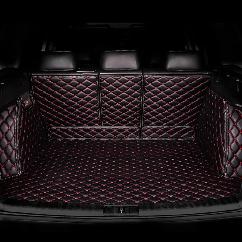 Auto Leder Kofferraummatte für Toyota RAV4 2020-2023, VollstäNdige Einkreisung Kofferraum schutzmatte Auto Leder Kofferraumwanne Antirutschmatte,F Black_Red von abrupt