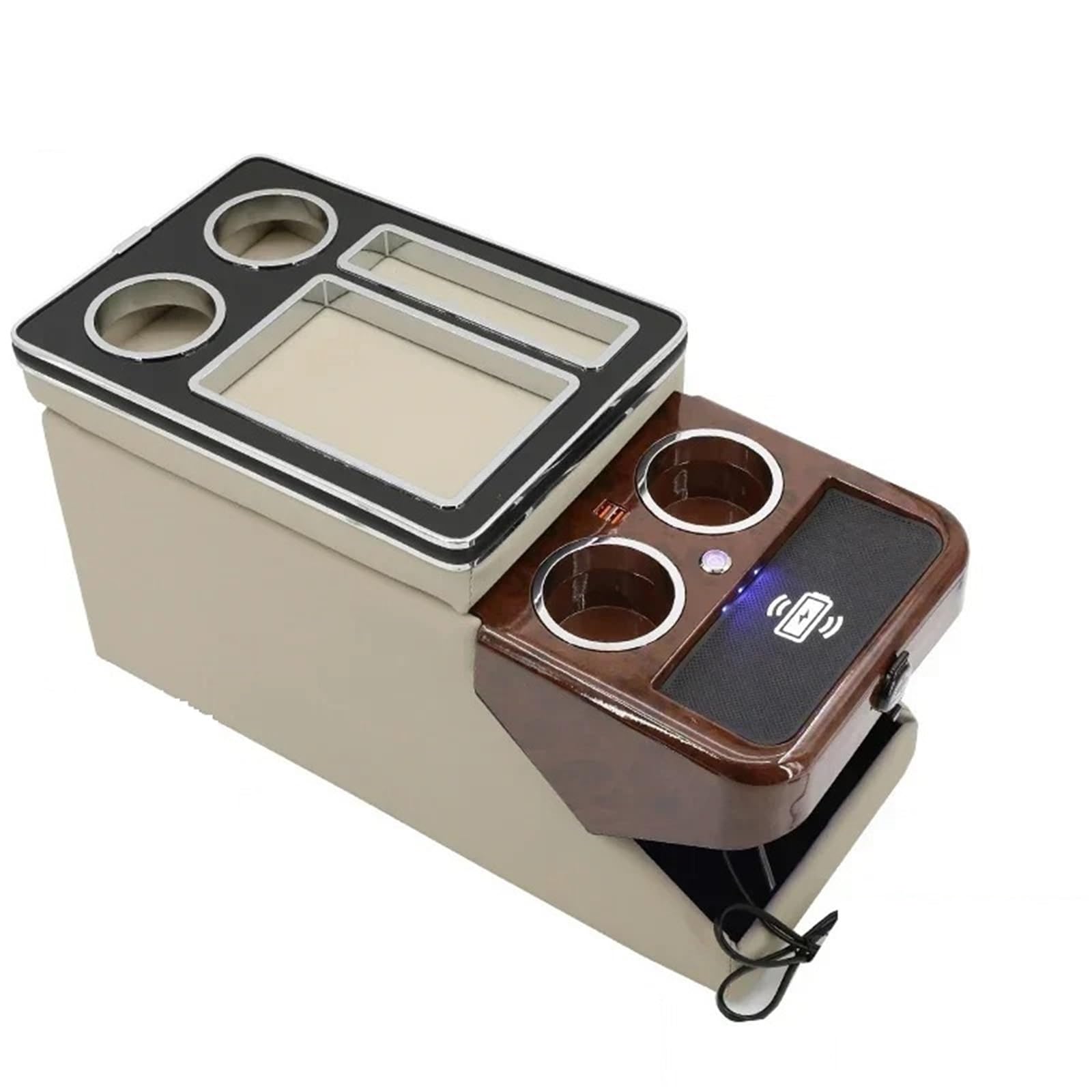 Auto Armlehne Box FÜR Toyota FÜR Sienna 2021 + Reihe Vorne Geländer Box Set Allgemeine Business Armlehne Zentrale Shop Business Auto Mobile Mittelkonsole Auto Armlehnenbox(E beige Wireless) von aejghfwjh