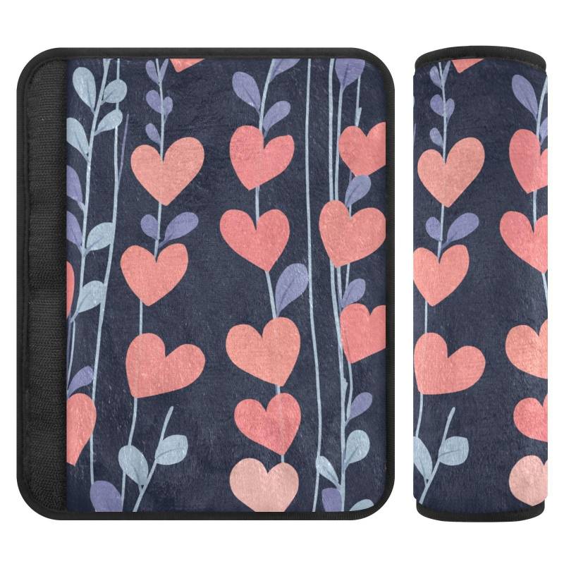 aidingzhi Valentines Day Hearts 2 Stück Gurtband-Abdeckung, verhindert das Einschneiden des Sicherheitsgurts in den Hals, Autositzschutz für Rucksack, Auto-Limousine von aidingzhi