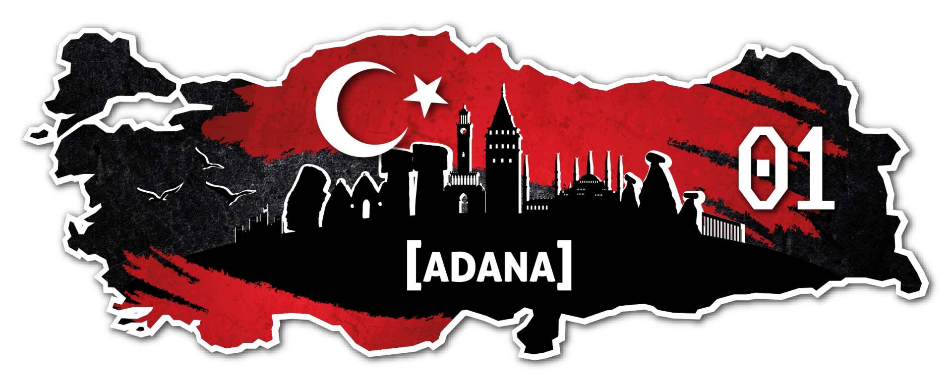Aufkleber Sticker Türkei 01 Adana Motiv Fahne für Auto Motorrad Laptop Fahrrad von aina