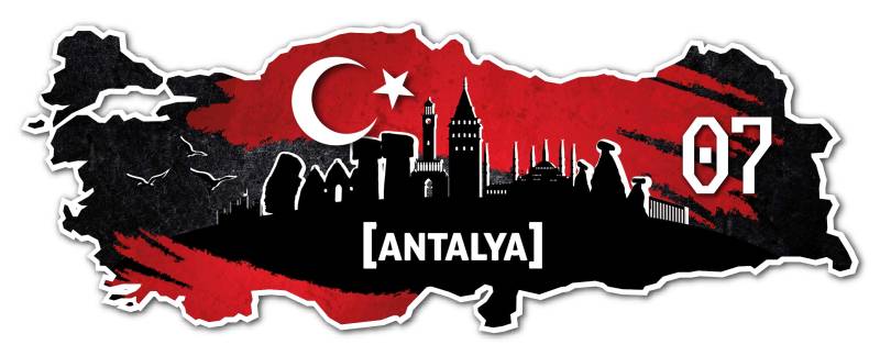 Aufkleber Sticker Türkei 07 Antalya Motiv Fahne für Auto Motorrad Laptop Fahrrad von aina